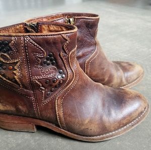 TAOS Dove Western Leather Studded Ankle Boots